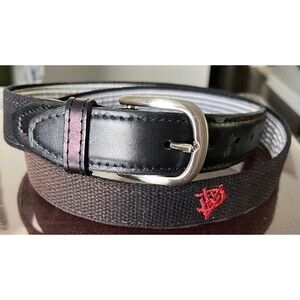 YRI Belt 40 Black Re Golf Club Woven Brass Leather Golf Casual 1925 Made USA